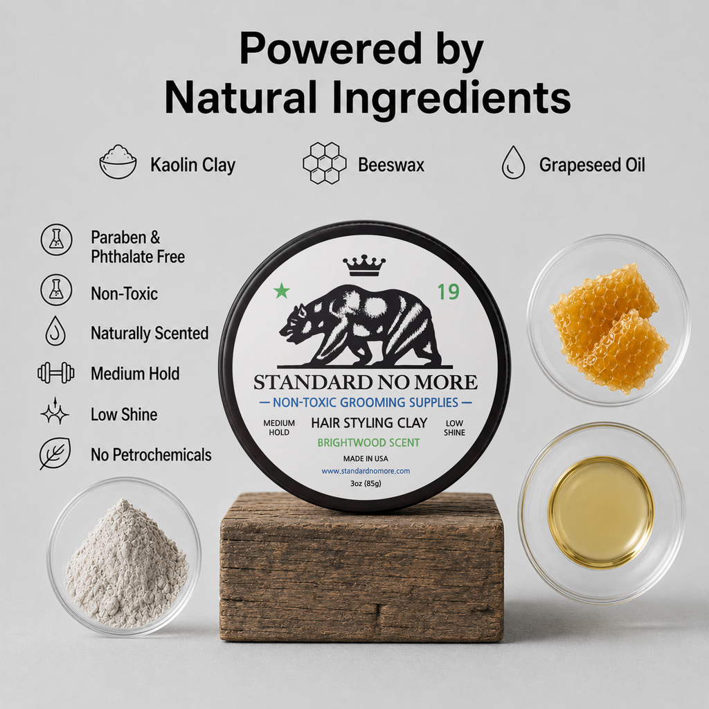 Men's Hair Styling Clay  | Medium Hold & Low Shine | Non-Toxic | 3oz