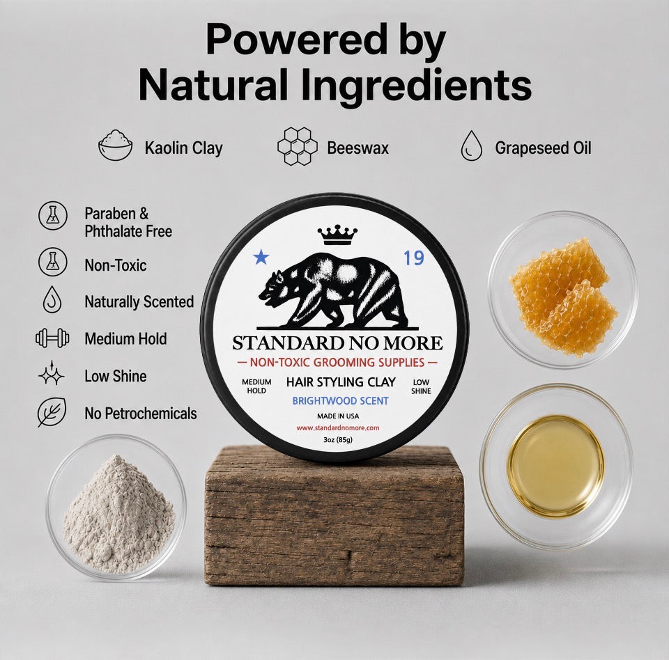 Men's Hair Styling Clay  | Medium Hold & Low Shine | Non-Toxic | 3oz